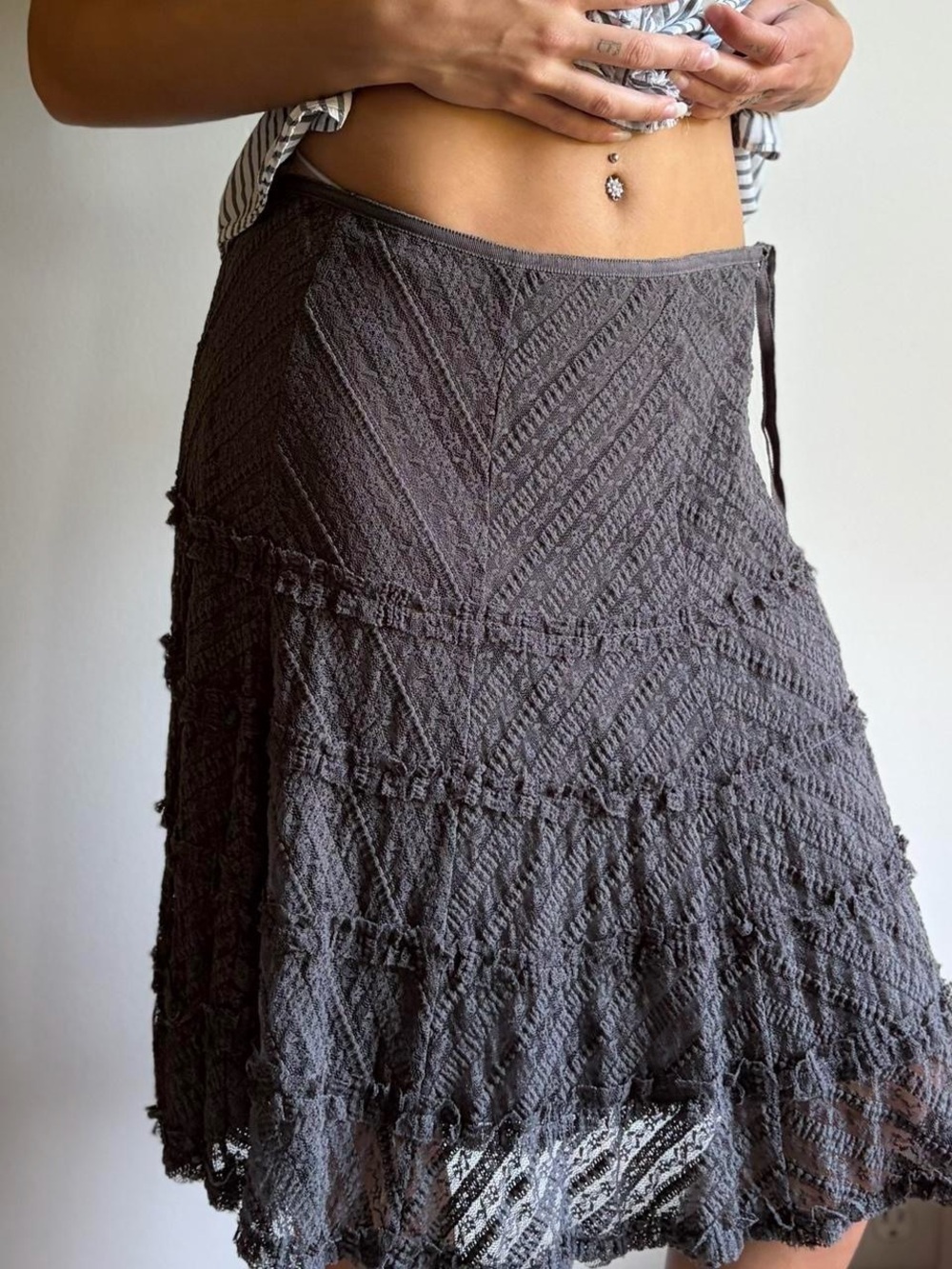 Tara Jarmon Lace Tiered Midi Skirt Size M - Picture 7 of 7